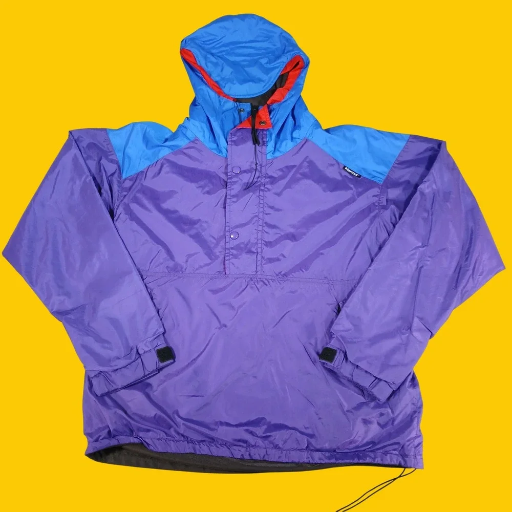 Marmot Anorak Windbreaker Jacket Mens M Gore-Tex Colorblock Pullover Hoodie